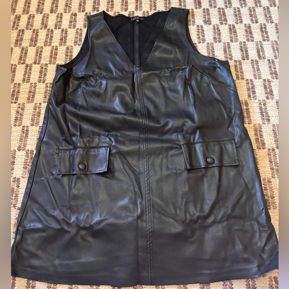 Eloquii Black Faux Leather Mini Dress - Picture 1 of 3